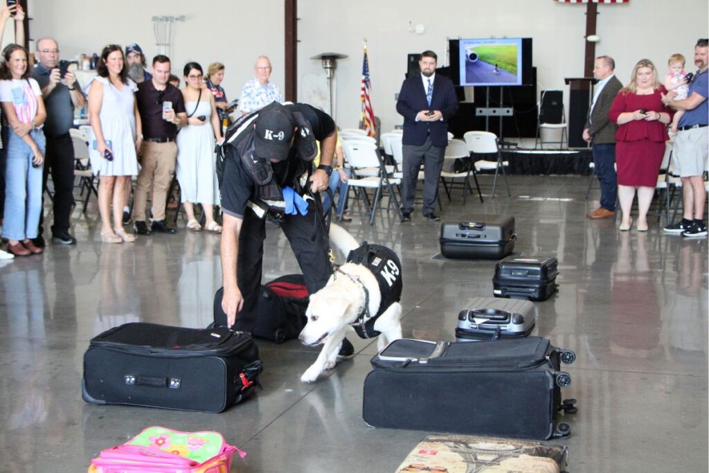 Beamer performs one last sniff at her retirement.
