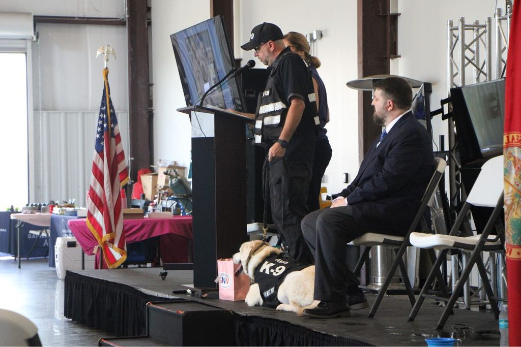 Beamer and Jason Berger attend her retirement ceremony on Sept. 11, 2026.