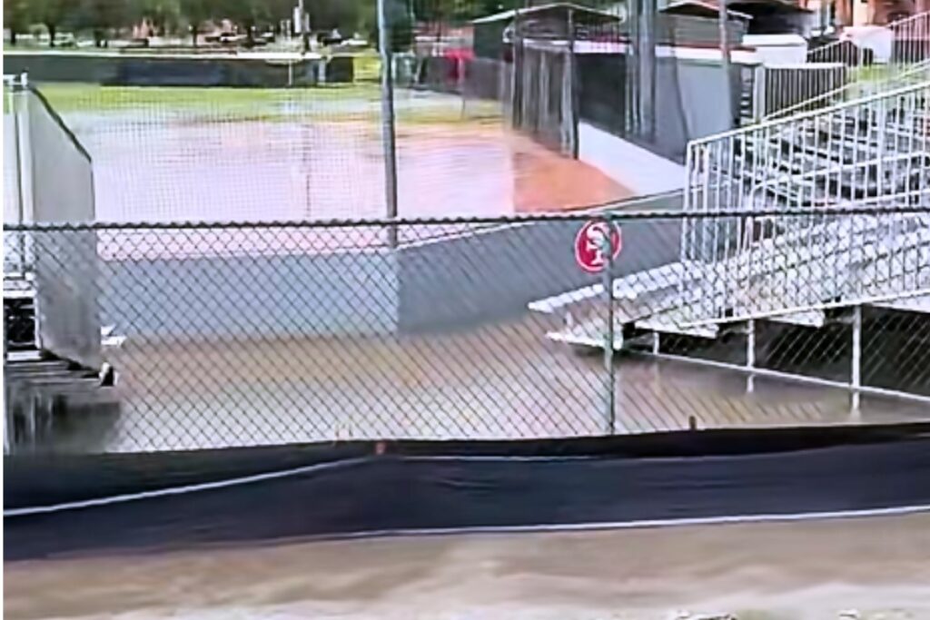 A Facebook post on Monday showed the flooding that occurred at the Santa Fe High School softball field. Facebook