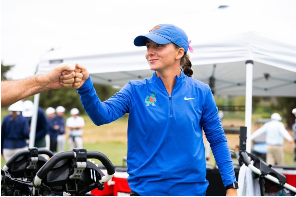 Florida's Katelyn Huber was named to the 2026 All-SEC Freshman team. Courtesy of Matthew Hutchison-University of Florida Athletics Association (1)