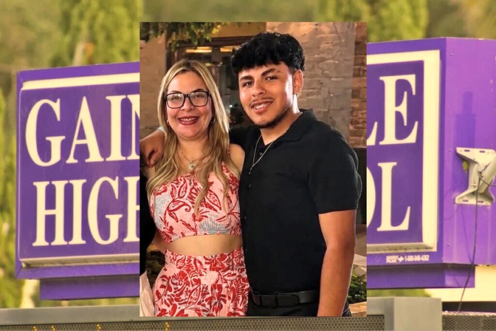 Gainesville High School student-athlete Sebastian Jimenez (right) and his mom will return home after being detained by by U.S. Immigration and Customs Enforcement on Aug. 22. Courtesy of Ashour Pe