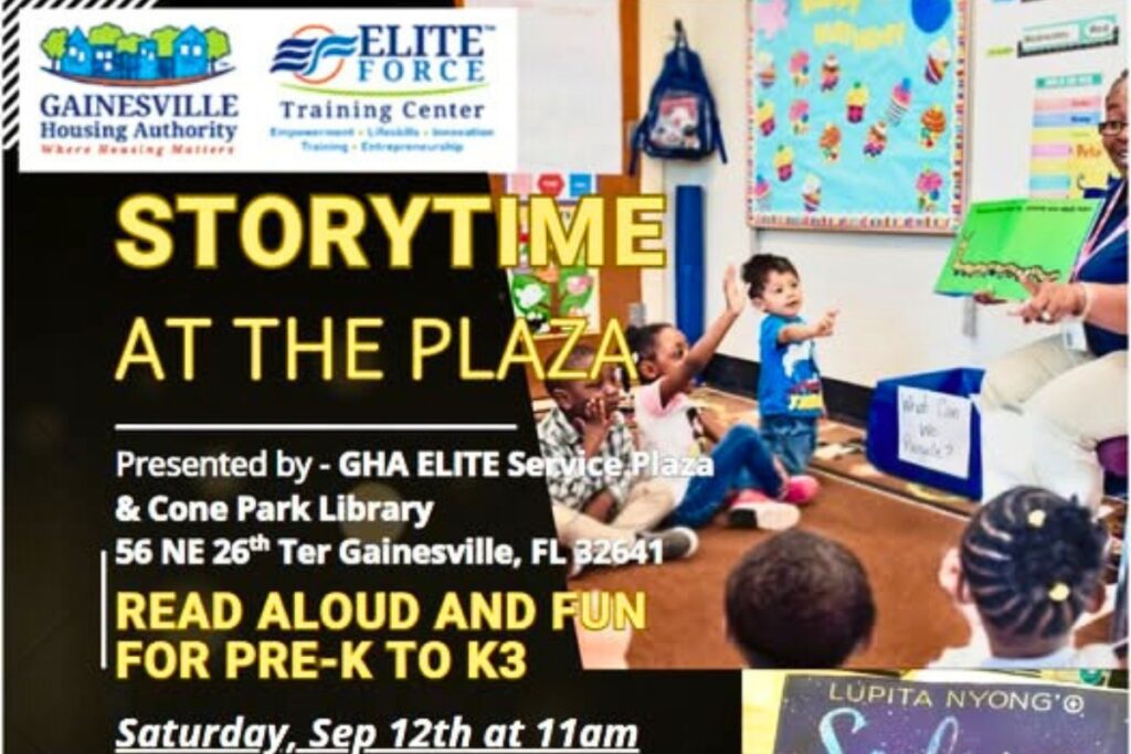 The Gainesville Housing Authority, in partnership with the Cone Park Library, will host Storytime at the Plaza on Saturday. Courtesy of GHA