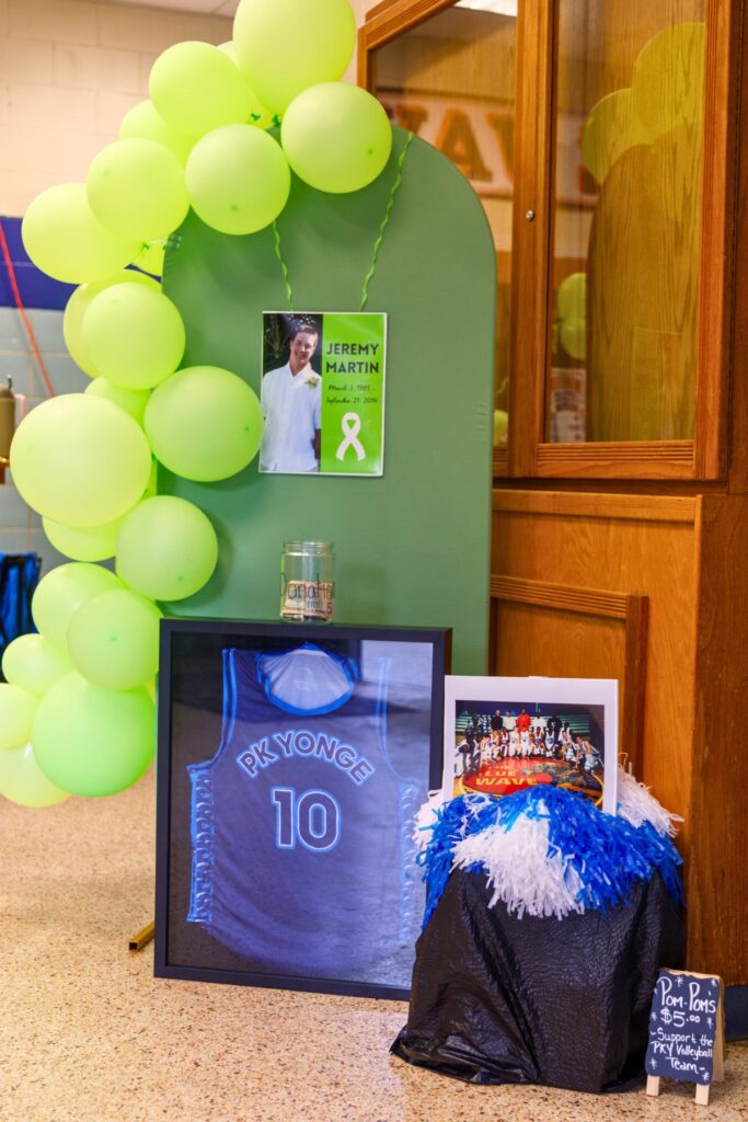 The P.K. Yonge volleyball team hosted a special Lung Cancer Awareness fundraiser in honor of former PKY alum Jeremy Martin on Tuesday. Photo by Walker Smith