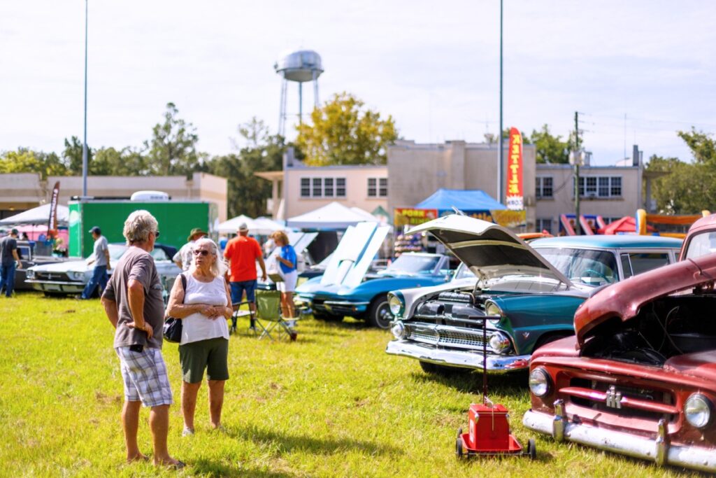 The car show at the second annual Sweet Potato Festival in Waldo on Saturday. Photo by Walker Smith