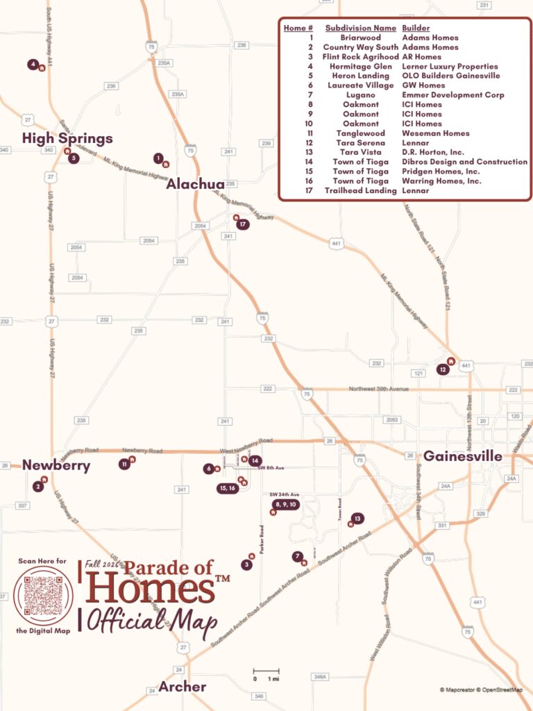 2026 Fall Parade of Homes map. Courtesy of BANCF