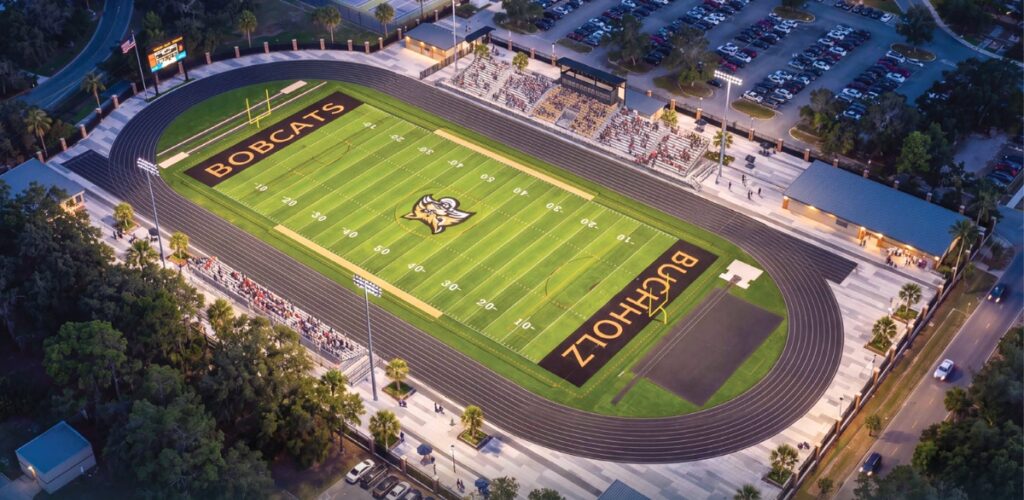 A conceptual rendering showing what the football stadium at Buchholz High School could look like. Courtesy of PBK Sports Division