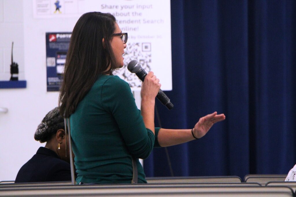 An Alachua County resident shared concerns about the district's lack of support for autistic children. Photo by Lillian Hamman