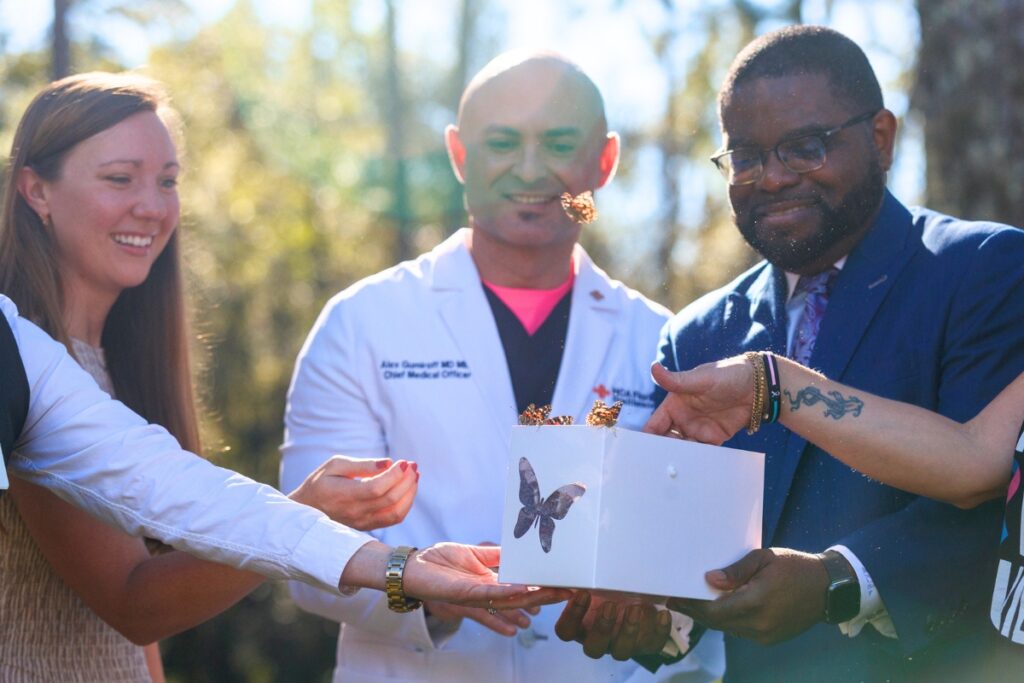 Butterflies are released during a ceremony at HCA Florida North Florida Hospital honoring families who have experienced pregnancy or infant loss. Photo by Walker Smith