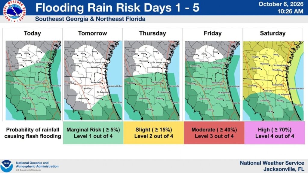 Flooding rain risk through Oct. 11. Courtesy NOAA