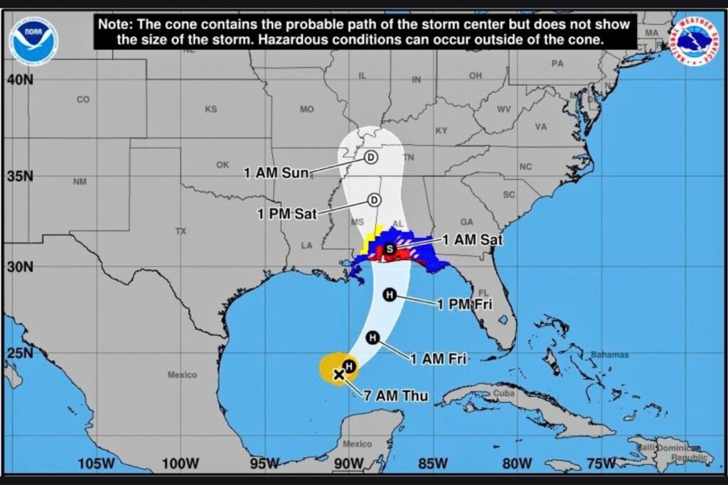 Hurricane Isaias is projected to make landfall on Friday. Courtesy NOAA