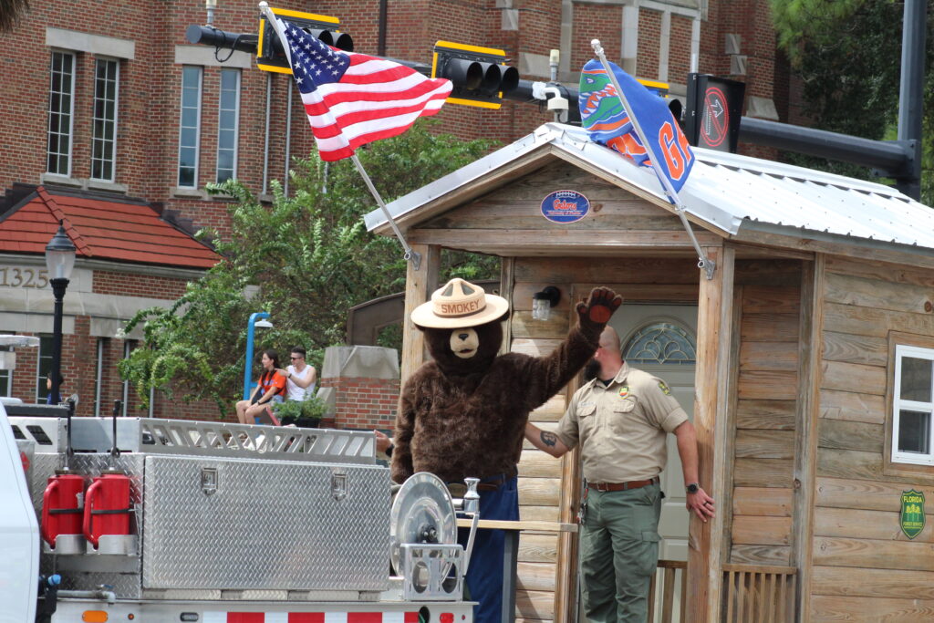 Smokey Bear in the UF Homecoming Parade. (Photo by Nick Anschultz)